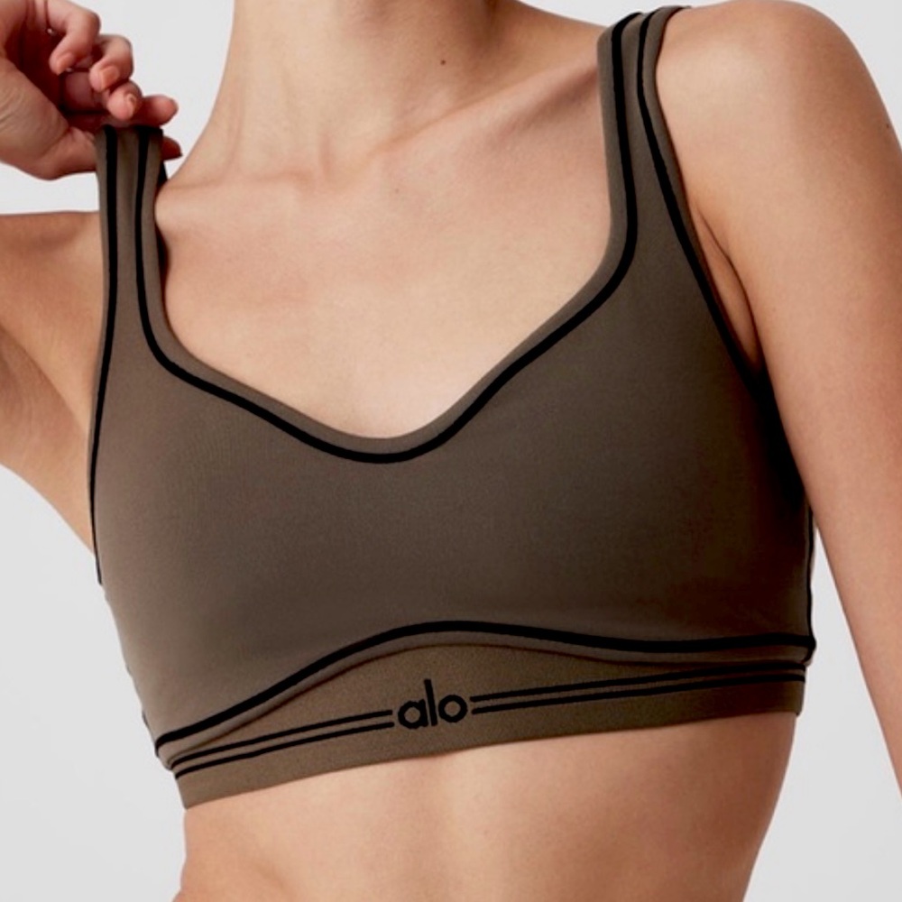 ALO Yoga Olive Tree Heartthrob Sports Bra- SIZE LARGE! Lightly Worn